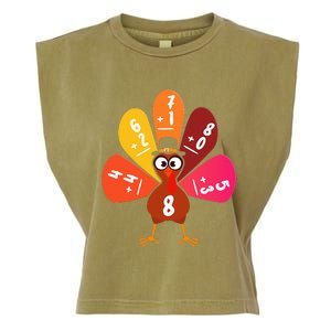 Math Number Turkey Count Answer Thanksgiving Teacher Garment-Dyed Women's Muscle Tee