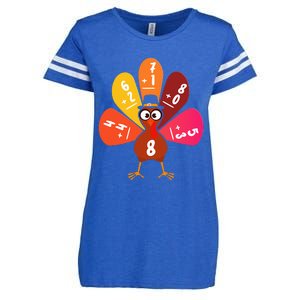 Math Number Turkey Count Answer Thanksgiving Teacher Enza Ladies Jersey Football T-Shirt