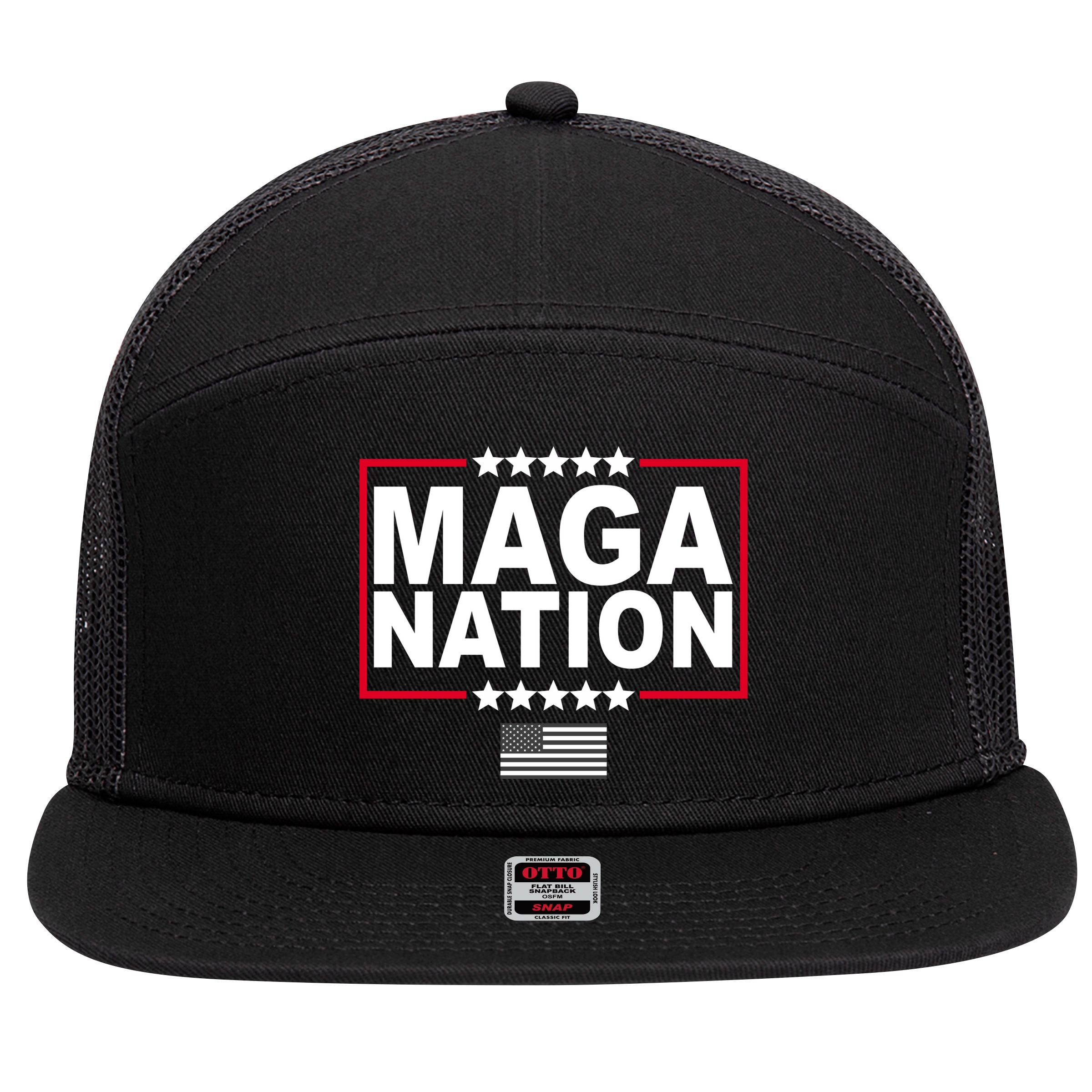 Maga Nation Usa Flag 7 Panel Mesh Trucker Snapback Hat