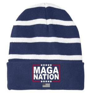 Maga Nation Usa Flag Striped Beanie with Solid Band