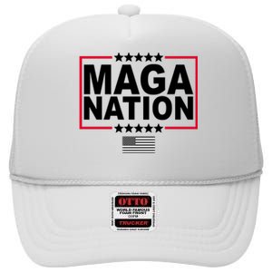 Maga Nation Usa Flag High Crown Mesh Back Trucker Hat