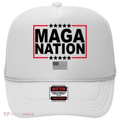 Maga Nation Usa Flag High Crown Mesh Back Trucker Hat