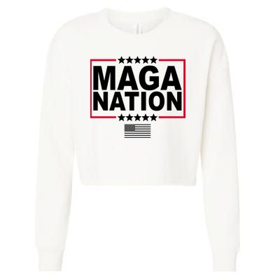 Maga Nation Usa Flag Cropped Pullover Crew