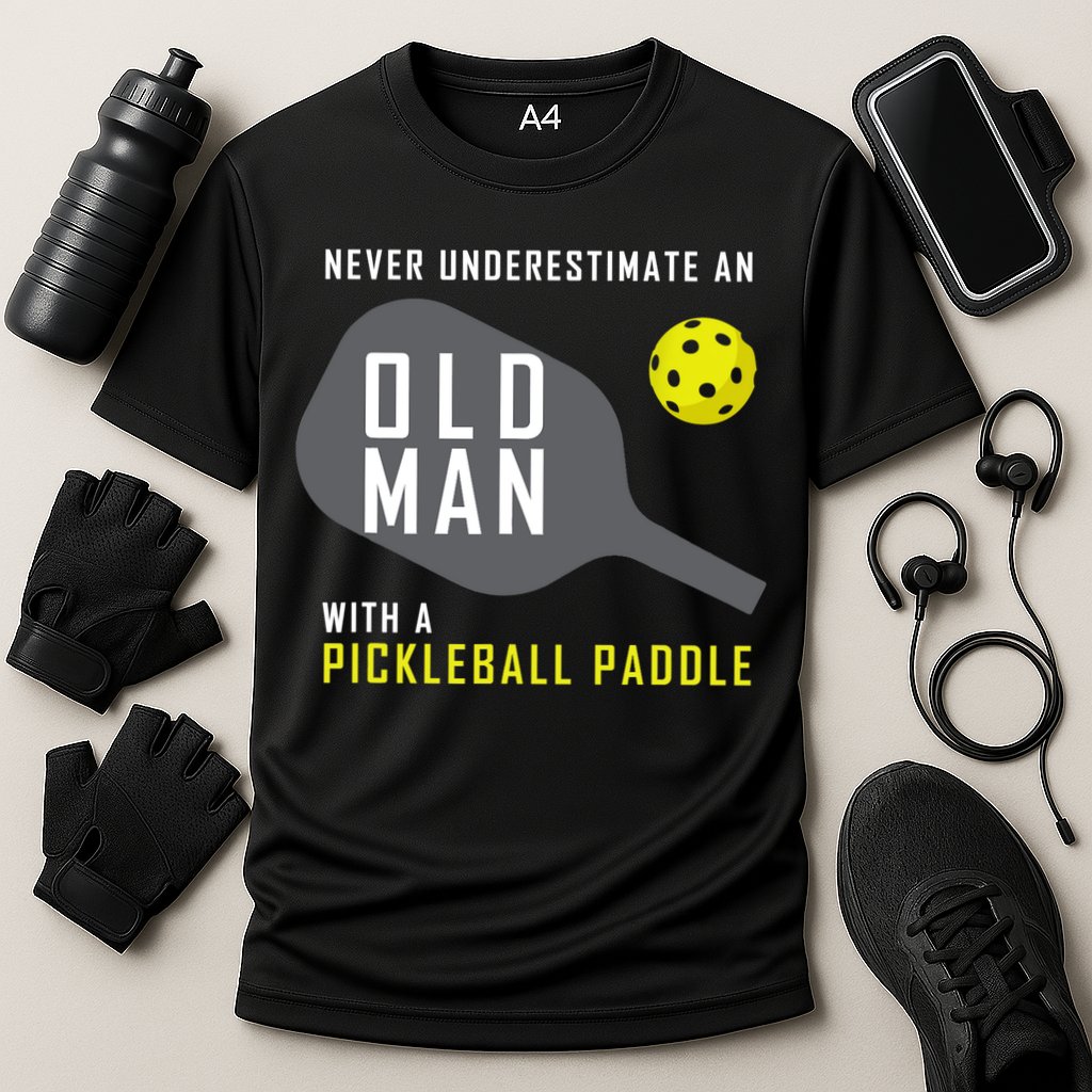 Mens Never Underestimate An Old Man Pickleball Paddle Gift TShirt Cooling Performance Crew T-Shirt