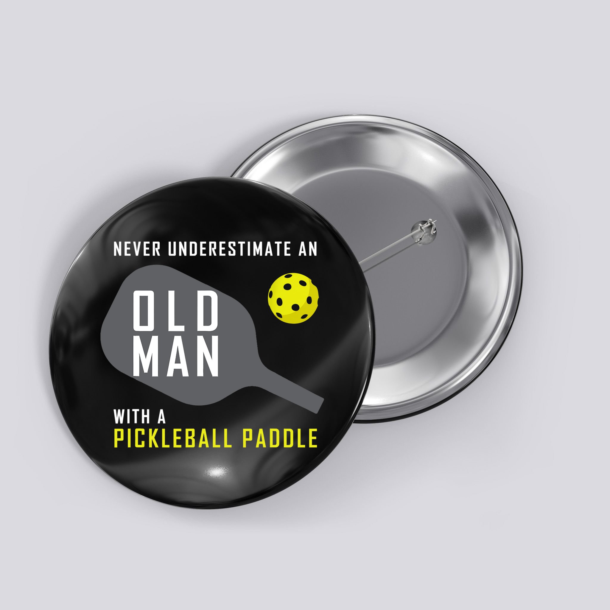Mens Never Underestimate An Old Man Pickleball Paddle Gift TShirt Button