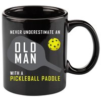 Mens Never Underestimate An Old Man Pickleball Paddle Gift TShirt 11oz C Handle Ceramic Mug