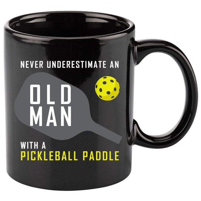 Mens Never Underestimate An Old Man Pickleball Paddle Gift TShirt 11oz C Handle Ceramic Mug