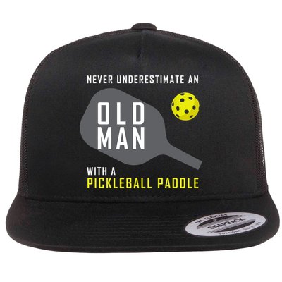 Mens Never Underestimate An Old Man Pickleball Paddle Gift TShirt Flatbill Hat