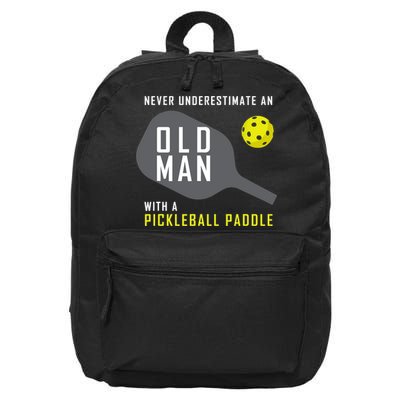 Mens Never Underestimate An Old Man Pickleball Paddle Gift TShirt 16 in Basic Backpack