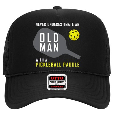 Mens Never Underestimate An Old Man Pickleball Paddle Gift TShirt Trucker Hat