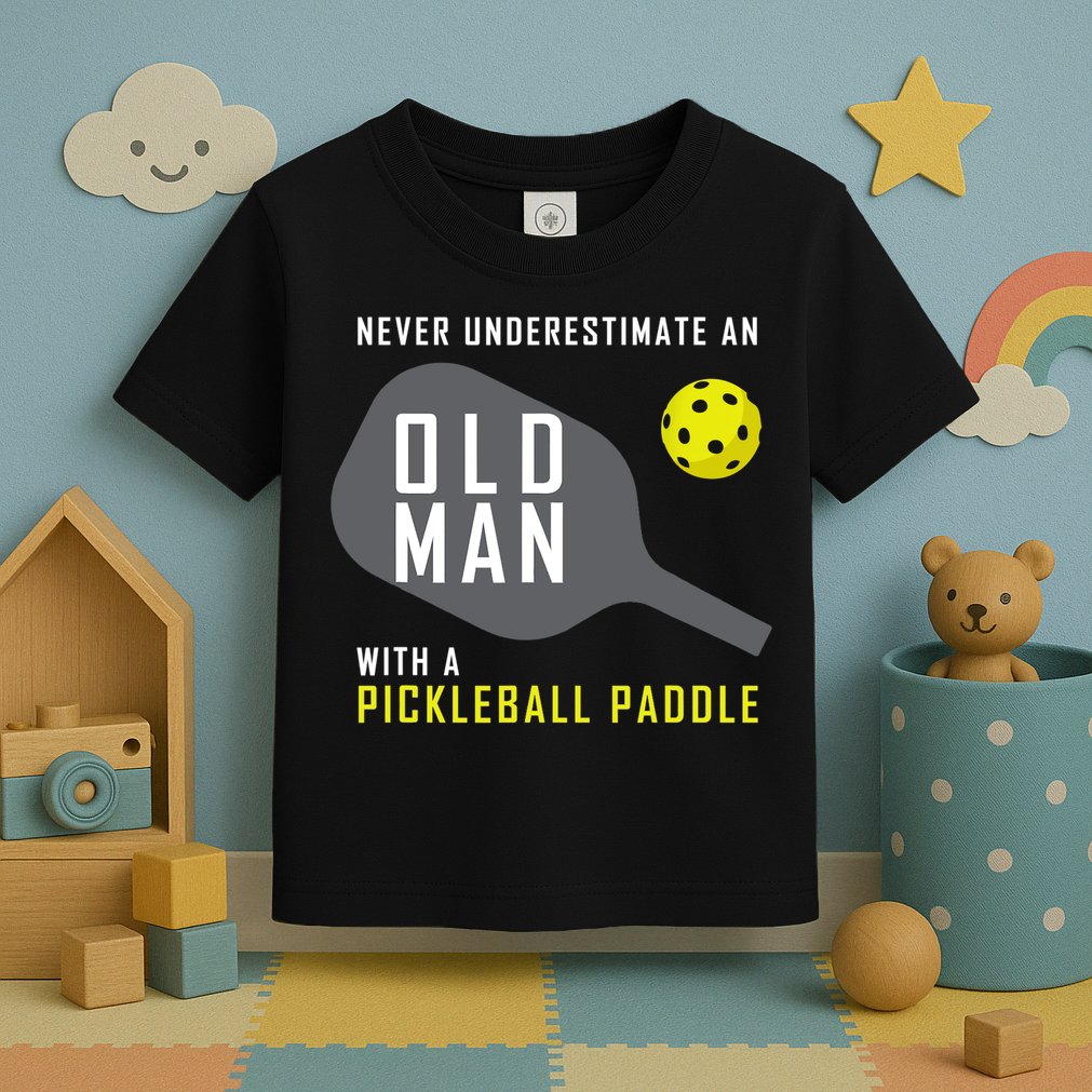 Mens Never Underestimate An Old Man Pickleball Paddle Gift TShirt Toddler T-Shirt