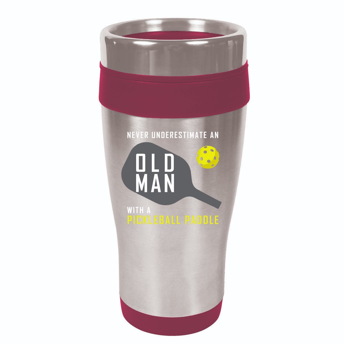 Mens Never Underestimate An Old Man Pickleball Paddle Gift TShirt 16oz Travel Tumbler