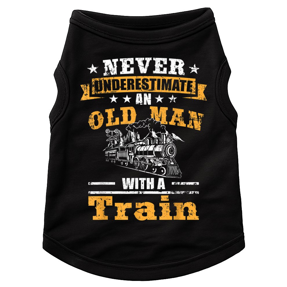 Mens Never Underestimate An Old Man Railroad Collector Train Doggie Tank