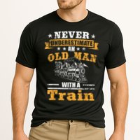 Mens Never Underestimate An Old Man Railroad Collector Train Cooling Performance Crew T-Shirt