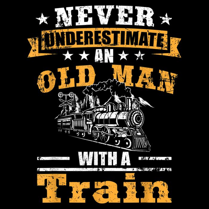 Mens Never Underestimate An Old Man Railroad Collector Train Cooling Performance Crew T-Shirt