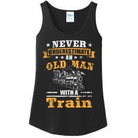 Mens Never Underestimate An Old Man Railroad Collector Train Ladies Essential Tank