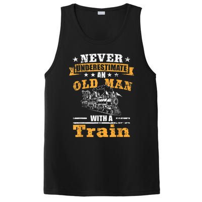 Mens Never Underestimate An Old Man Railroad Collector Train PosiCharge Competitor Tank