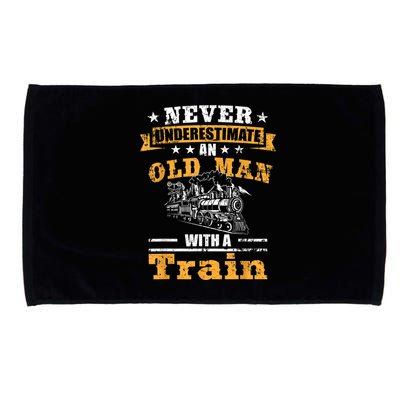 Mens Never Underestimate An Old Man Railroad Collector Train Microfiber Hand Towel