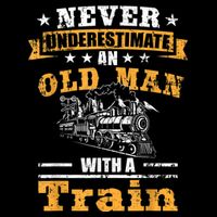 Mens Never Underestimate An Old Man Railroad Collector Train Short Acrylic Beanie