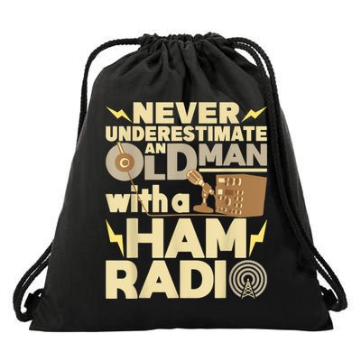 Mens Never Underestimate An Old Man With A Ham Radio Operator Drawstring Bag