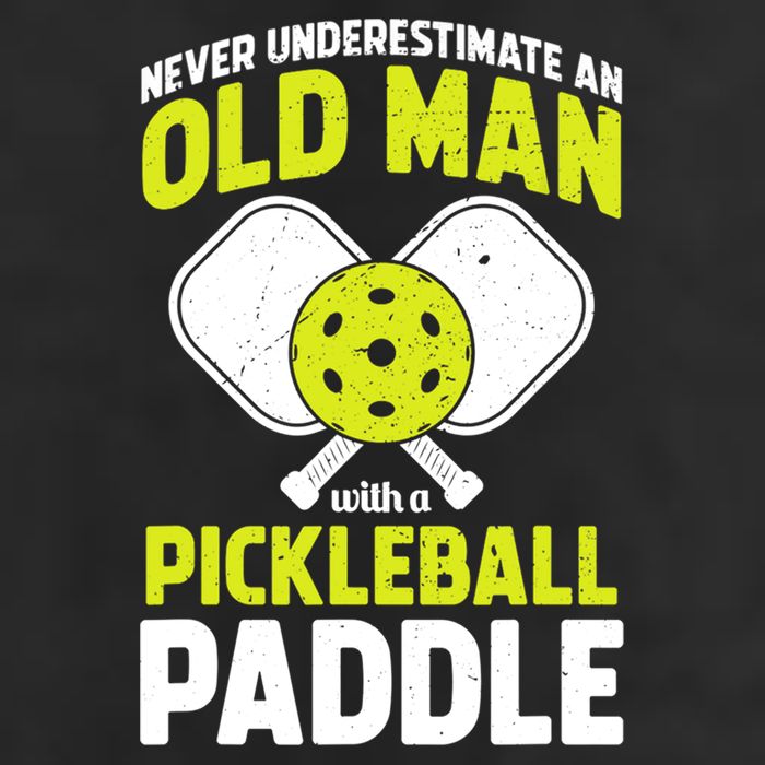 Mens Never Underestimate Old Man Funny Pickleball Paddle Gift TShirt 7 Panel Mesh Trucker Snapback Hat