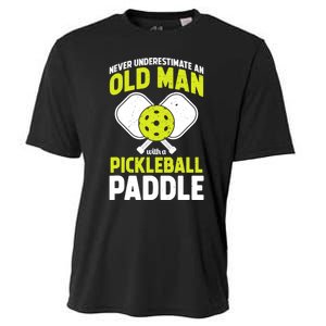 Mens Never Underestimate Old Man Funny Pickleball Paddle Gift TShirt Cooling Performance Crew T-Shirt