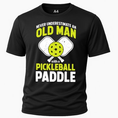 Mens Never Underestimate Old Man Funny Pickleball Paddle Gift TShirt Performance Shirt