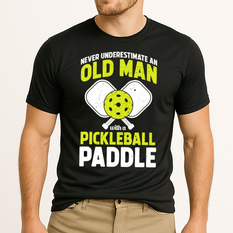 Mens Never Underestimate Old Man Funny Pickleball Paddle Gift TShirt Cooling Performance Crew T-Shirt