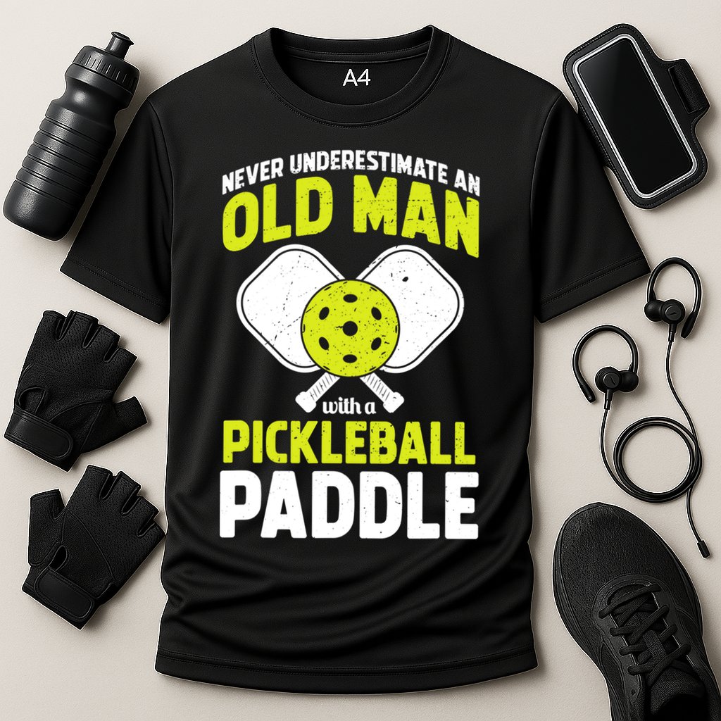 Mens Never Underestimate Old Man Funny Pickleball Paddle Gift TShirt Cooling Performance Crew T-Shirt