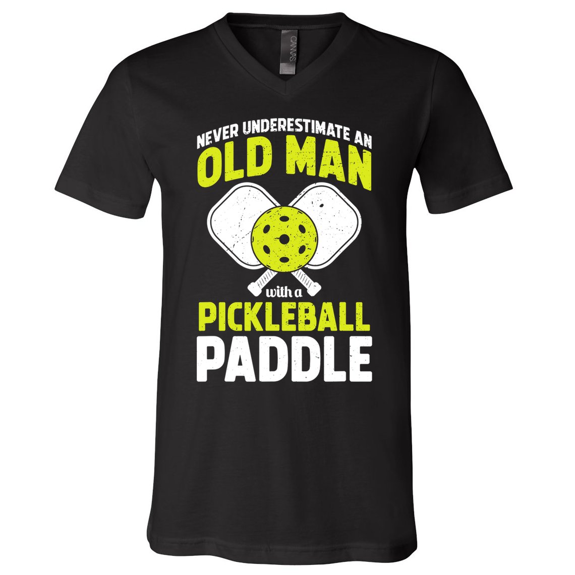 Mens Never Underestimate Old Man Funny Pickleball Paddle Gift TShirt V-Neck T-Shirt