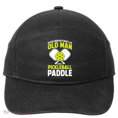 Mens Never Underestimate Old Man Funny Pickleball Paddle Gift TShirt 7-Panel Snapback Hat