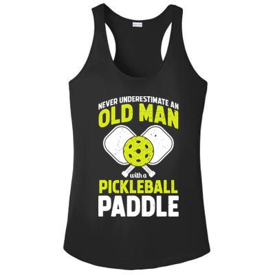 Mens Never Underestimate Old Man Funny Pickleball Paddle Gift TShirt Ladies PosiCharge Competitor Racerback Tank