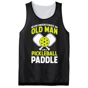 Mens Never Underestimate Old Man Funny Pickleball Paddle Gift TShirt Mesh Reversible Basketball Jersey Tank