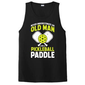 Mens Never Underestimate Old Man Funny Pickleball Paddle Gift TShirt PosiCharge Competitor Tank