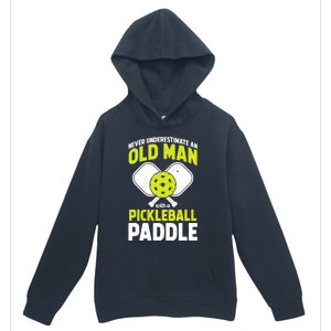 Mens Never Underestimate Old Man Funny Pickleball Paddle Gift TShirt Urban Pullover Hoodie