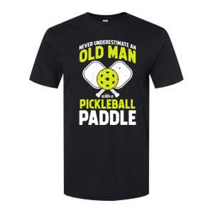 Mens Never Underestimate Old Man Funny Pickleball Paddle Gift TShirt Softstyle CVC T-Shirt