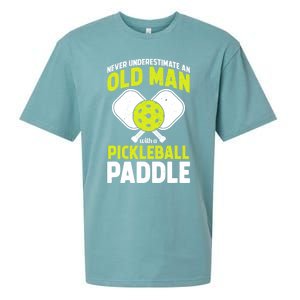 Mens Never Underestimate Old Man Funny Pickleball Paddle Gift TShirt Sueded Cloud Jersey T-Shirt