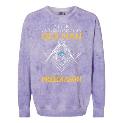 Masonic Never Underestimate An Old Man Who Is A Freemason Colorblast Crewneck Sweatshirt