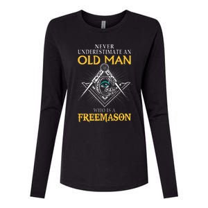 Masonic Never Underestimate An Old Man Who Is A Freemason Womens Cotton Relaxed Long Sleeve T-Shirt