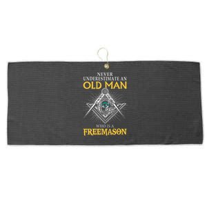 Masonic Never Underestimate An Old Man Who Is A Freemason Large Microfiber Waffle Golf Towel