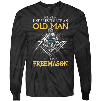 Masonic Never Underestimate An Old Man Who Is A Freemason Tie-Dye Long Sleeve Shirt