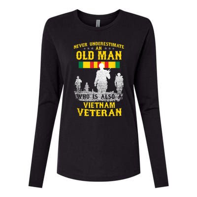 Mens Never Underestimate An OLD MAN Vietnam Veteran Gift Womens Cotton Relaxed Long Sleeve T-Shirt