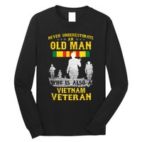 Mens Never Underestimate An OLD MAN Vietnam Veteran Gift Long Sleeve Shirt