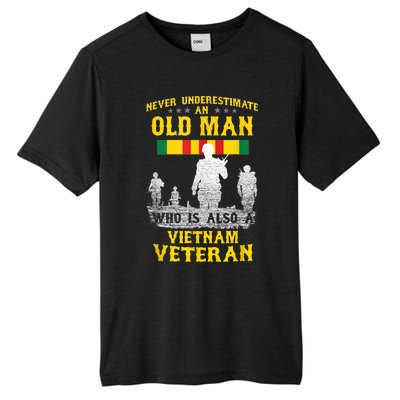 Mens Never Underestimate An OLD MAN Vietnam Veteran Gift Tall Fusion ChromaSoft Performance T-Shirt