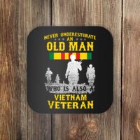 Mens Never Underestimate An OLD MAN Vietnam Veteran Gift Coaster