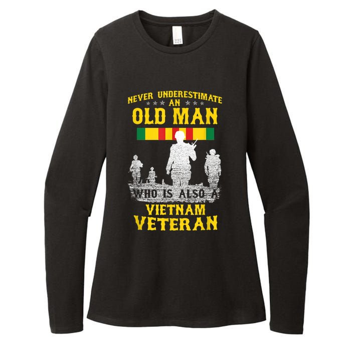 Mens Never Underestimate An OLD MAN Vietnam Veteran Gift Womens CVC Long Sleeve Shirt