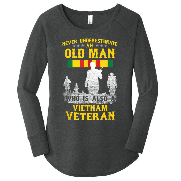 Mens Never Underestimate An OLD MAN Vietnam Veteran Gift Women's Perfect Tri Tunic Long Sleeve Shirt