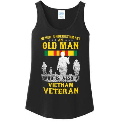 Mens Never Underestimate An OLD MAN Vietnam Veteran Gift Ladies Essential Tank