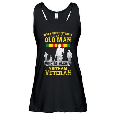 Mens Never Underestimate An OLD MAN Vietnam Veteran Gift Ladies Essential Flowy Tank