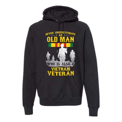 Mens Never Underestimate An OLD MAN Vietnam Veteran Gift Premium Hoodie